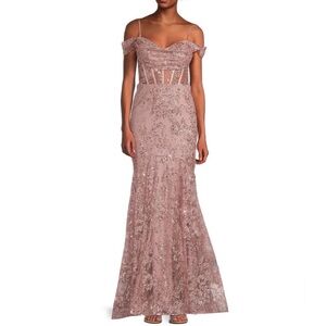 Elegant Pink Lace Mermaid Tail Style Prom Dress